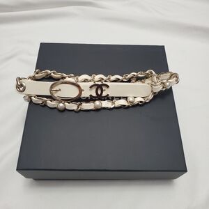 Chanel Pearl Champaign Gold Chain Belt Size 80